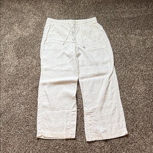 Athleta High Rise Retreat Wide Leg White Linen pants